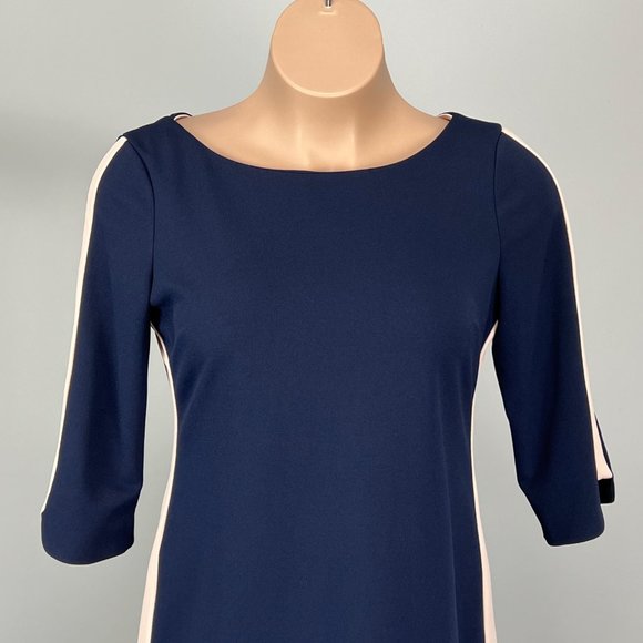 Vince Camuto Navy Blue Side Stripe Shift Dress 14 - Picture 3 of 10